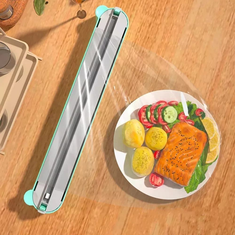 Cortador Plástico Filme Suporte Dispense Selador Cozinha Parede Proteção Alimento Cobrir Papel
