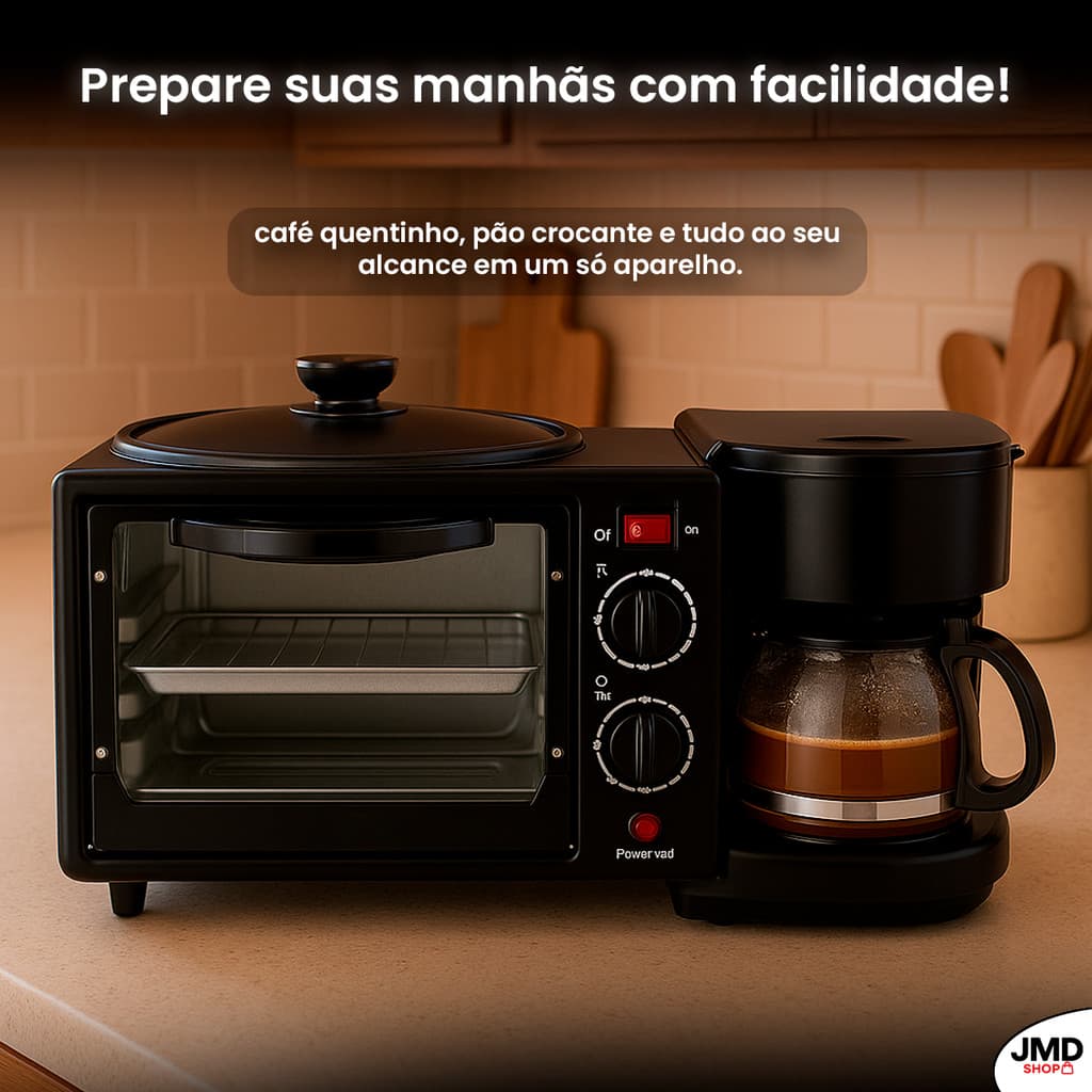 Mini Forno 3 Em 1 Cafeteira Multifuncional Compacto Elétrico  Grelha