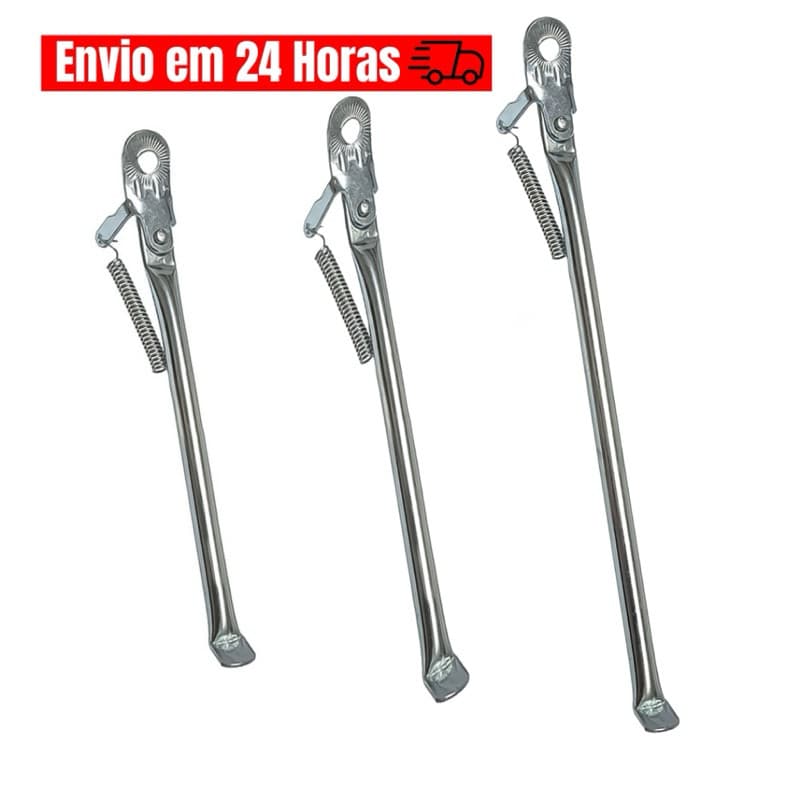 Descanso Lateral Pé Para Bikes Aros 20 24 e 26 Metal Cromado