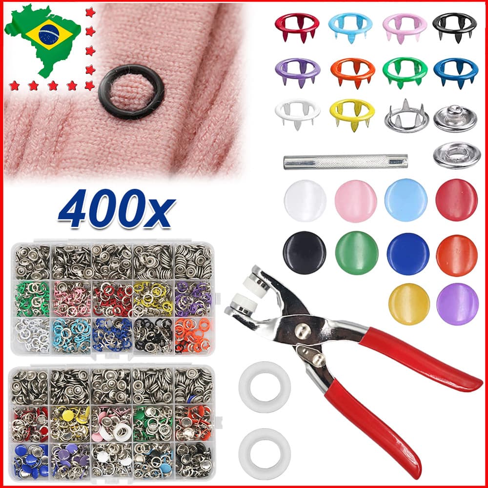 1600 Peças Botões de Pressão com Alicate de Fixação, Kit de Ferramentas de Pressão, Botões de Pressão para Costura