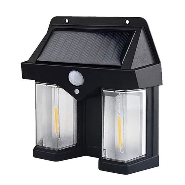 Kit Luminaria Solar LED Lâmpada Dupla De Parede Com Sensor de Presença Movimento IP66 Impermeável