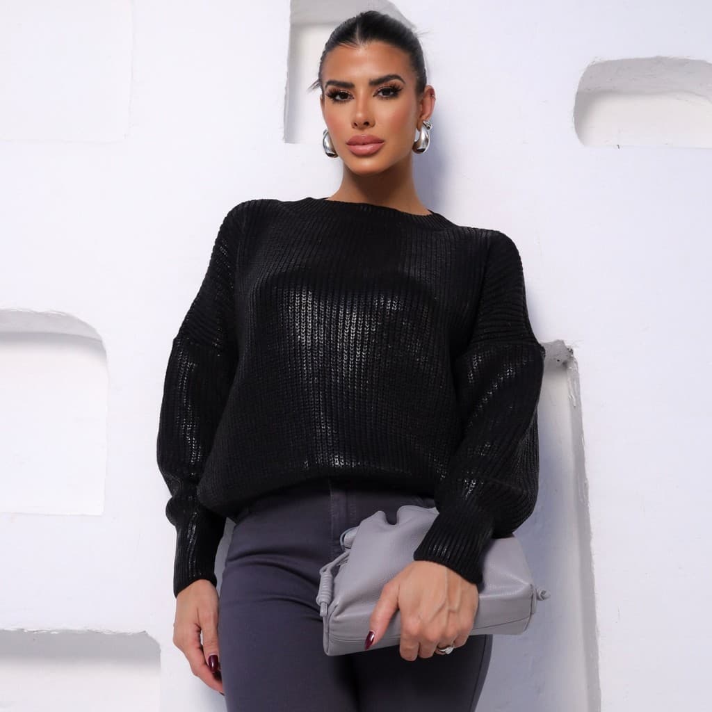 Blusa De Tricot Manga Longa Com Foil Feminina Revanche Palência