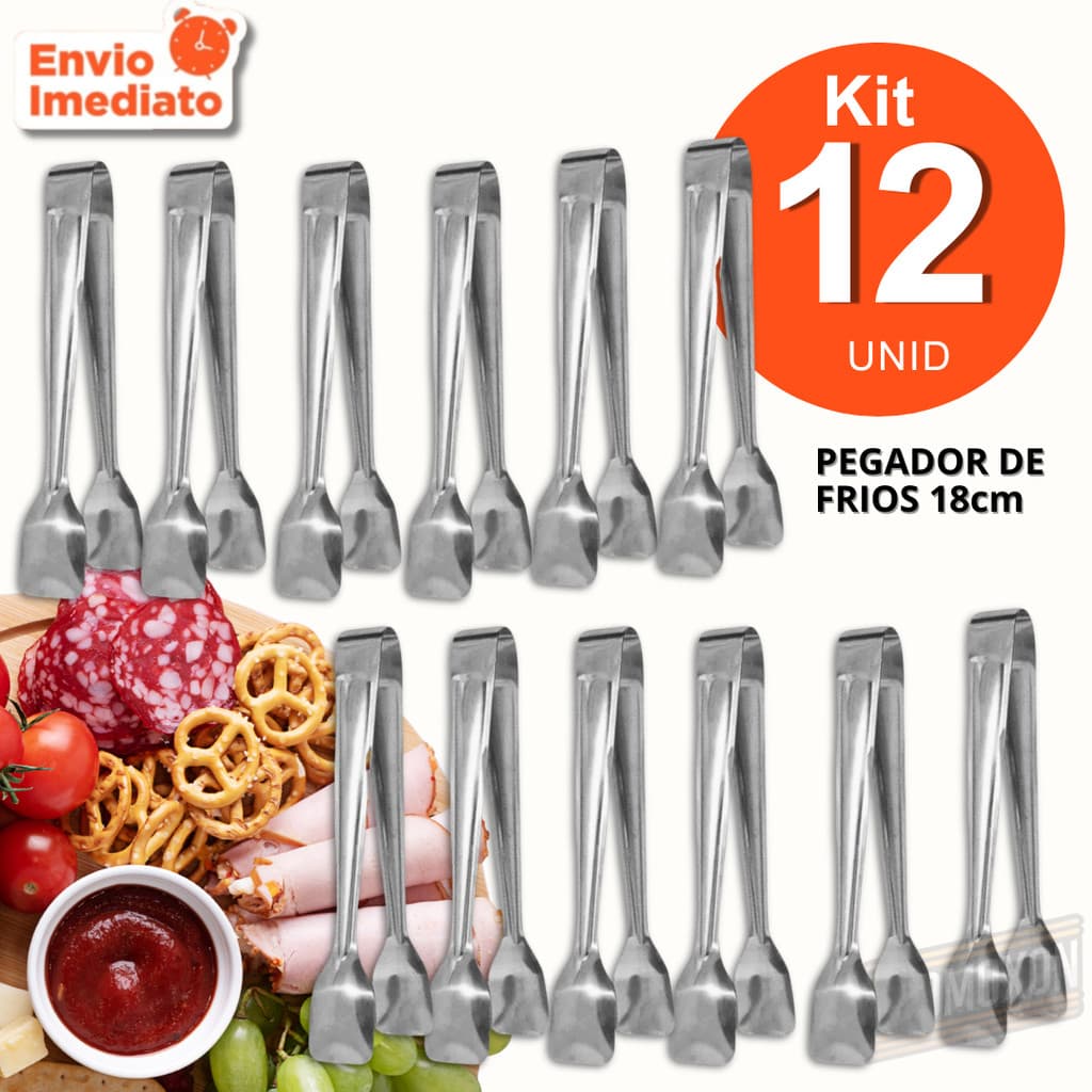 Pegador de Frios Inox 18cm Multiuso Cozinha Queijo Salada Buffet Durável Prático Kits
