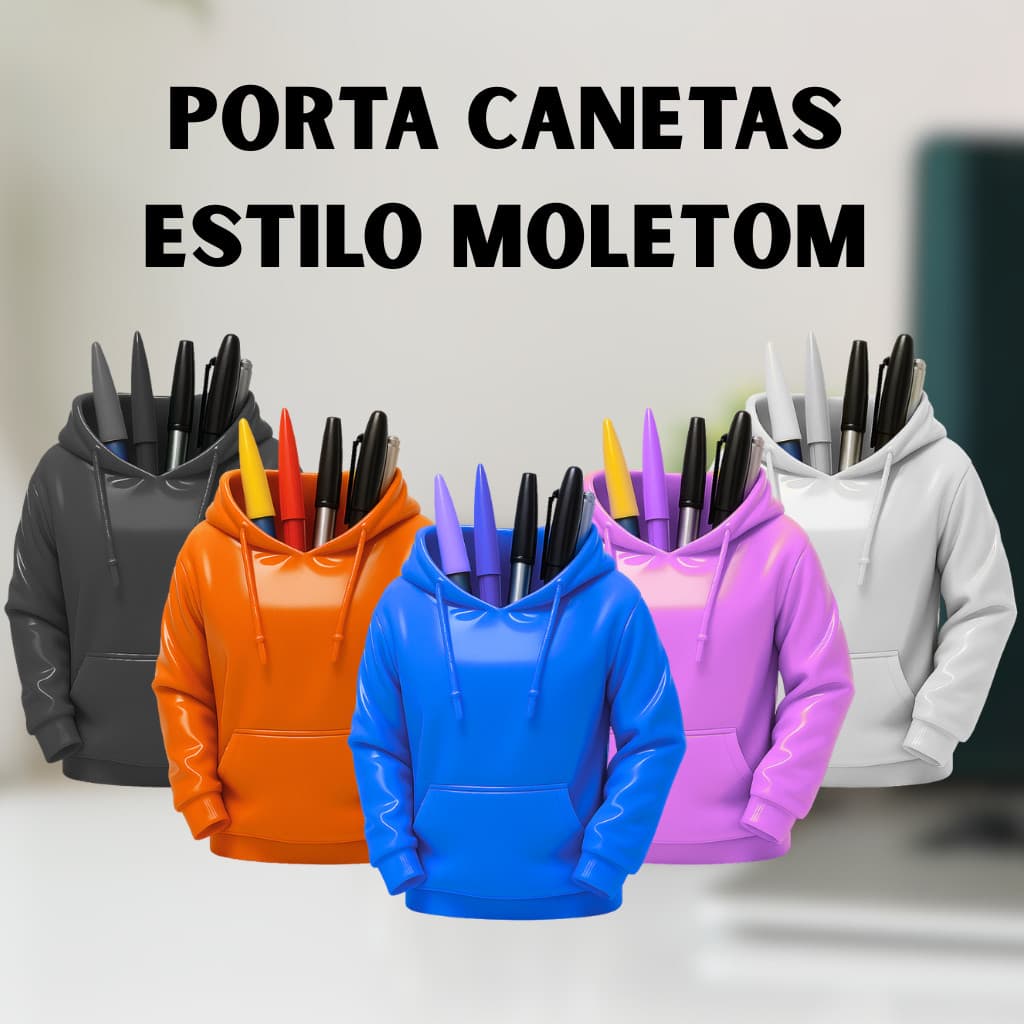 Porta Caneta Estiloso Moletom Decorativo – Organizador Multiuso para Mesa de Escritório ou  Sala