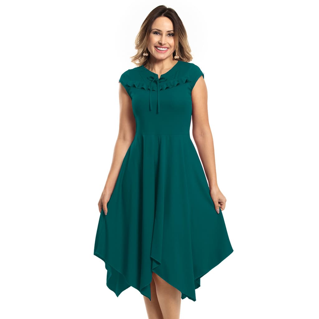 Vestido Clássico com Saia Assimétrica – Moda Feminina