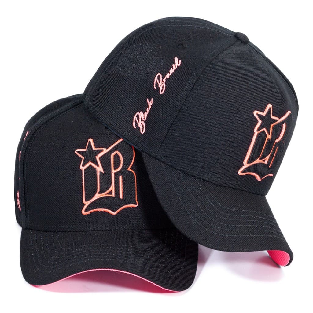 Boné Preto Bordado Rosa Black Brazil Aba Curva Ajustável