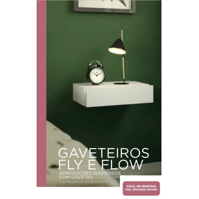 Aparador Suspenso com gaveta Fly , criado mudo suspenso Prateleira Flutuante Multivisão Decore Branca?preta 5kg