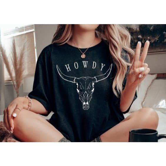 T-shirt Feminina Camisetão Texas Howdy Cowgirls Moda Country Estampada