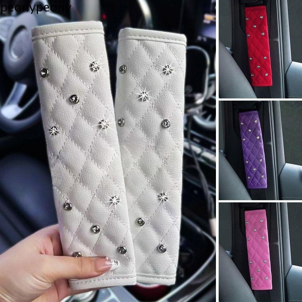 1piece Capa De Cinto De Segurança De Carro PEONY , Almofada De Ombro Ajustável Para Com Diamante , Protetor