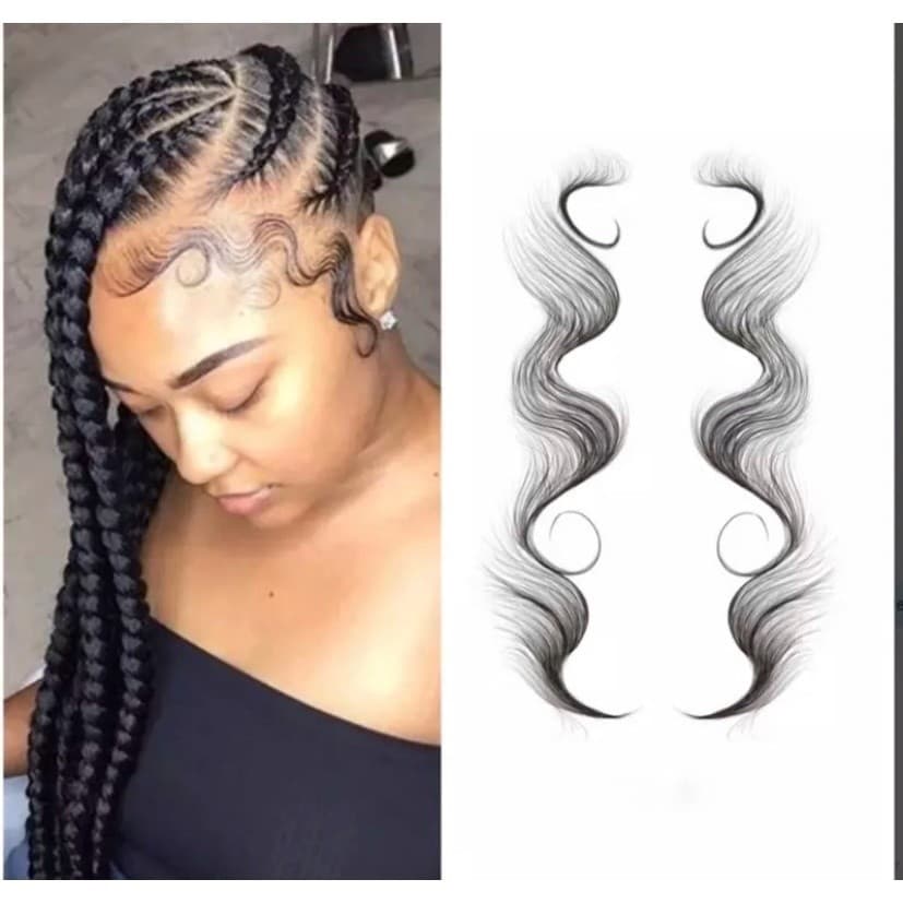 Adesivo de tatuagem de cab tatuagem temporária para linha fina, modelo encaracolado para borda de cabelo, À prova d'água