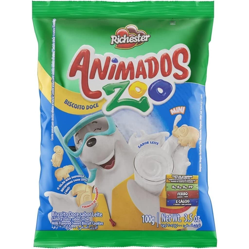 KIT 6 RICHESTER ANIMADOS ZOO BISCOITO DOCE LEITE