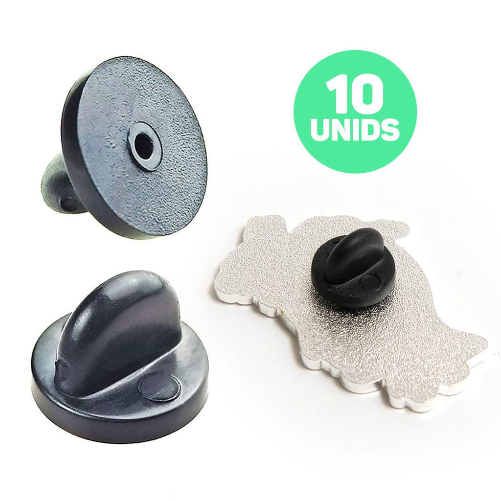 Tarraxa para Pin Kit com 10 Tarraxas Silicone Preta Para Pins e Broches