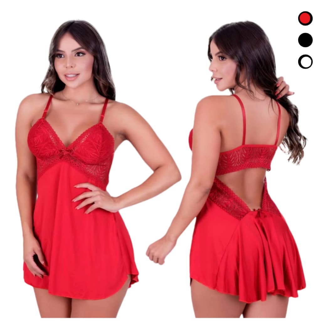 Camisola Sensual com Renda Decote Costas sem bojo costa nua sensual pijama Roupa de Dormir