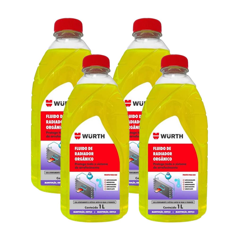 Aditivo para Radiador Orgânico Amarelo Pronto para Uso Kit com 4 unidades - Wurth