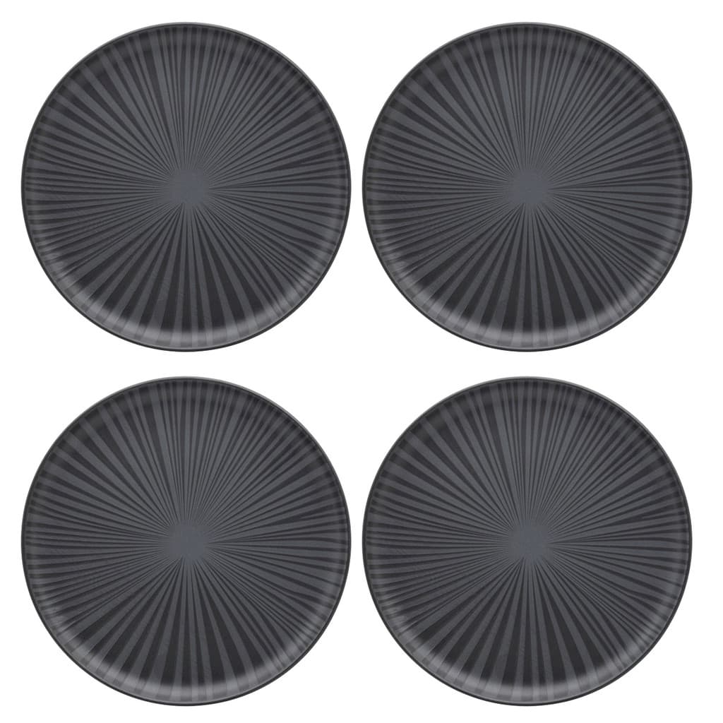 Kit Jogo 4 Pratos Sobremesa Oxford Preto Onix Oxford 20 cm Cerâmica