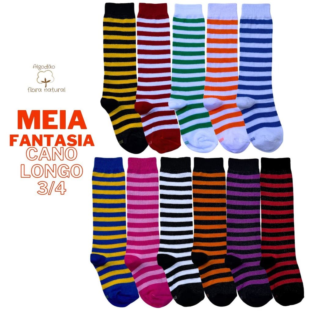 Meia 3/4 Infantil Cano Longo Fantasia Festa Junina
