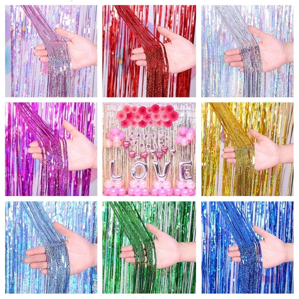 Kit 1/ Kit 2/ Kit 3 Cortina Metalizada Holografica 2M X 1M Painel Para Decoração Festa