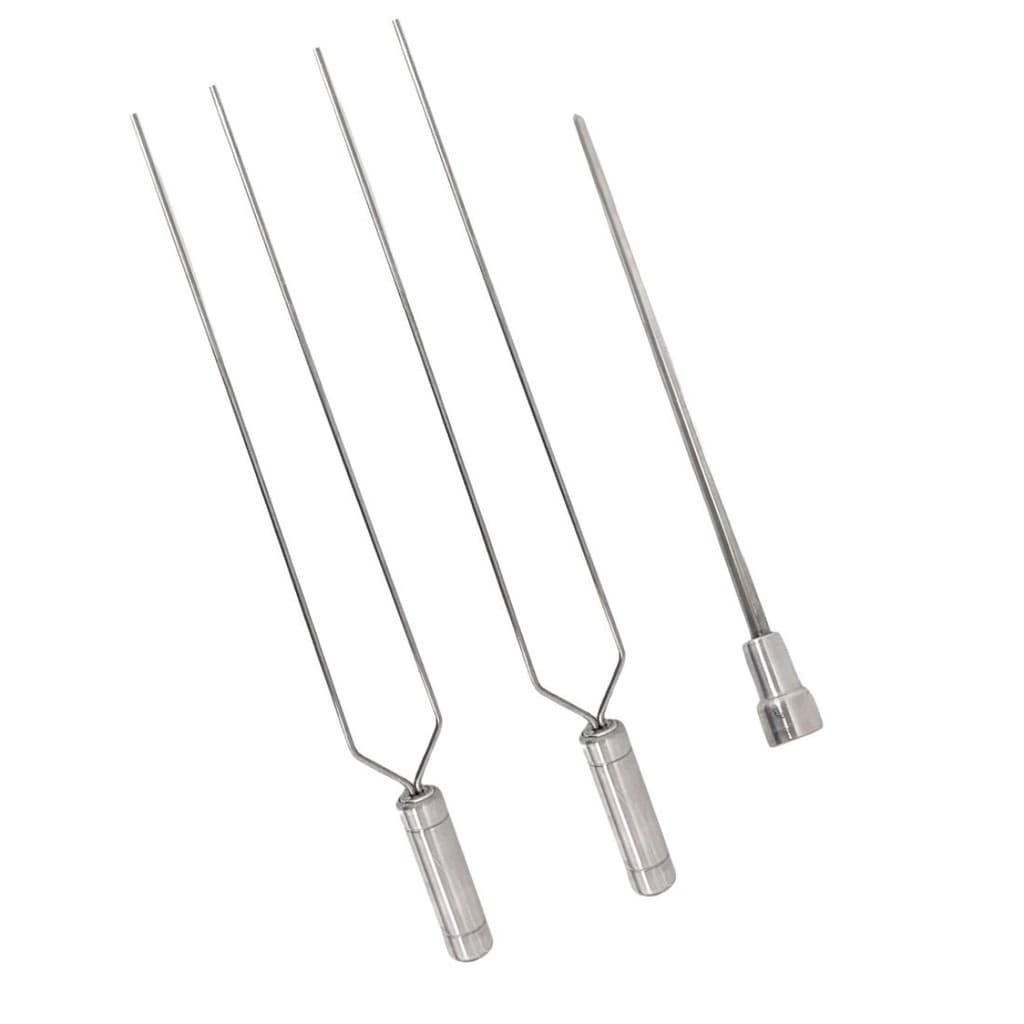 3x Espetos De Inox Lâmina 50cm Duplo/Coração Para Churrasco