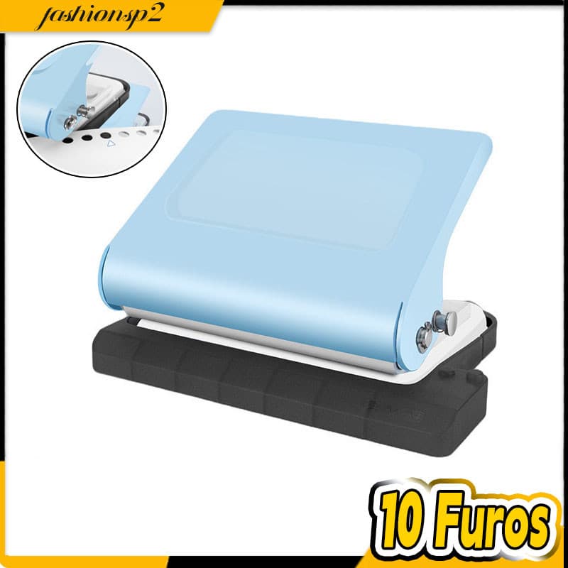 Perfurador De Papel Portátil Sem Esforço 10 Furos P/ Pastas