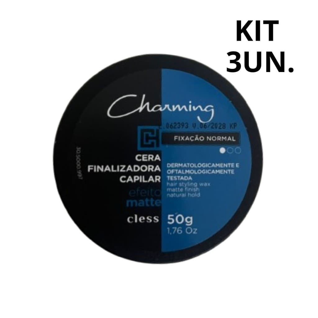 Kit C/3 Cera finalizadora Normal Efeito Matte 50g - Charming Men