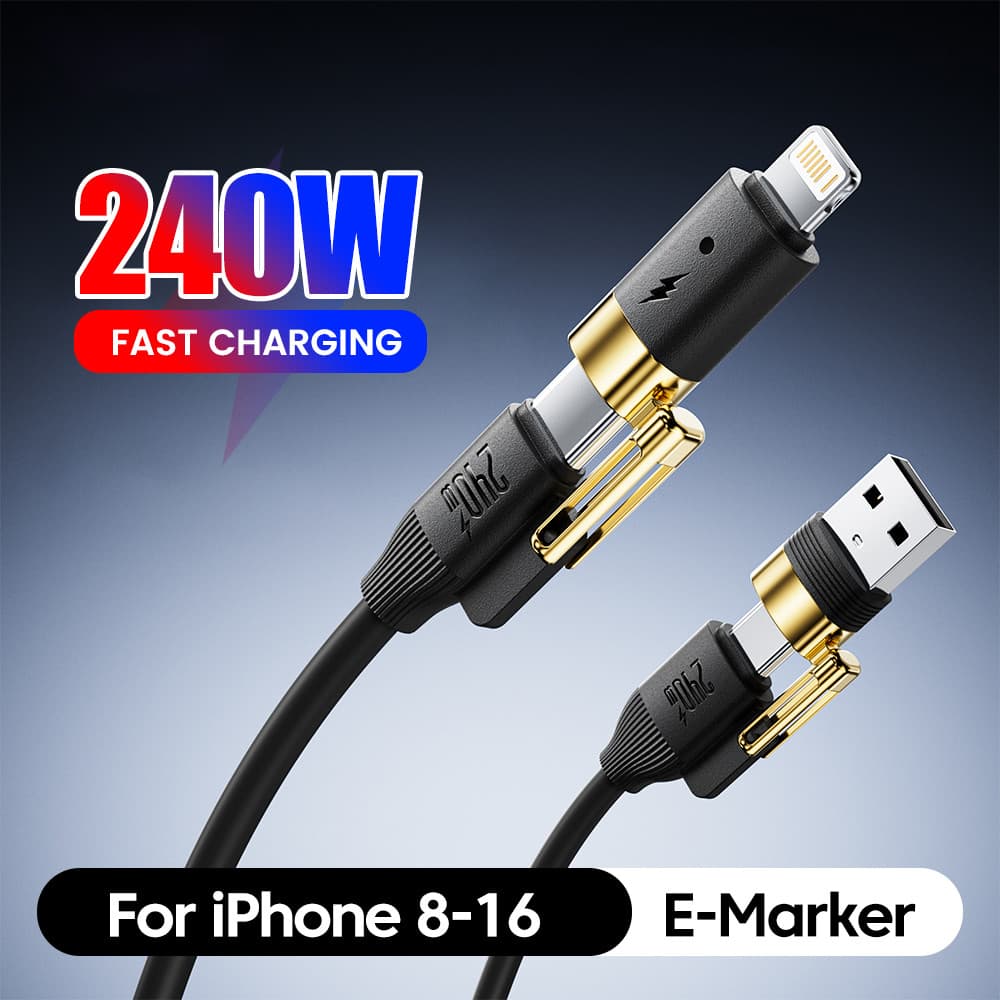 240W 4 Em 1 Cabo De Dados De Carregamento Rápido De Silicone Líquido Liga De Zinco PD27W USB C Adequado Para Samsung Hua