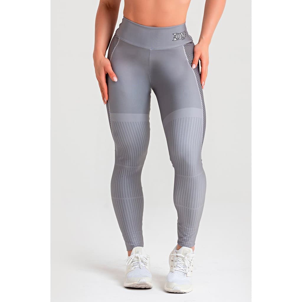 Calça Legging Feminina Academia Alta Compressão Cós Anatômico Zero transparência PRATA - LAONEFIT