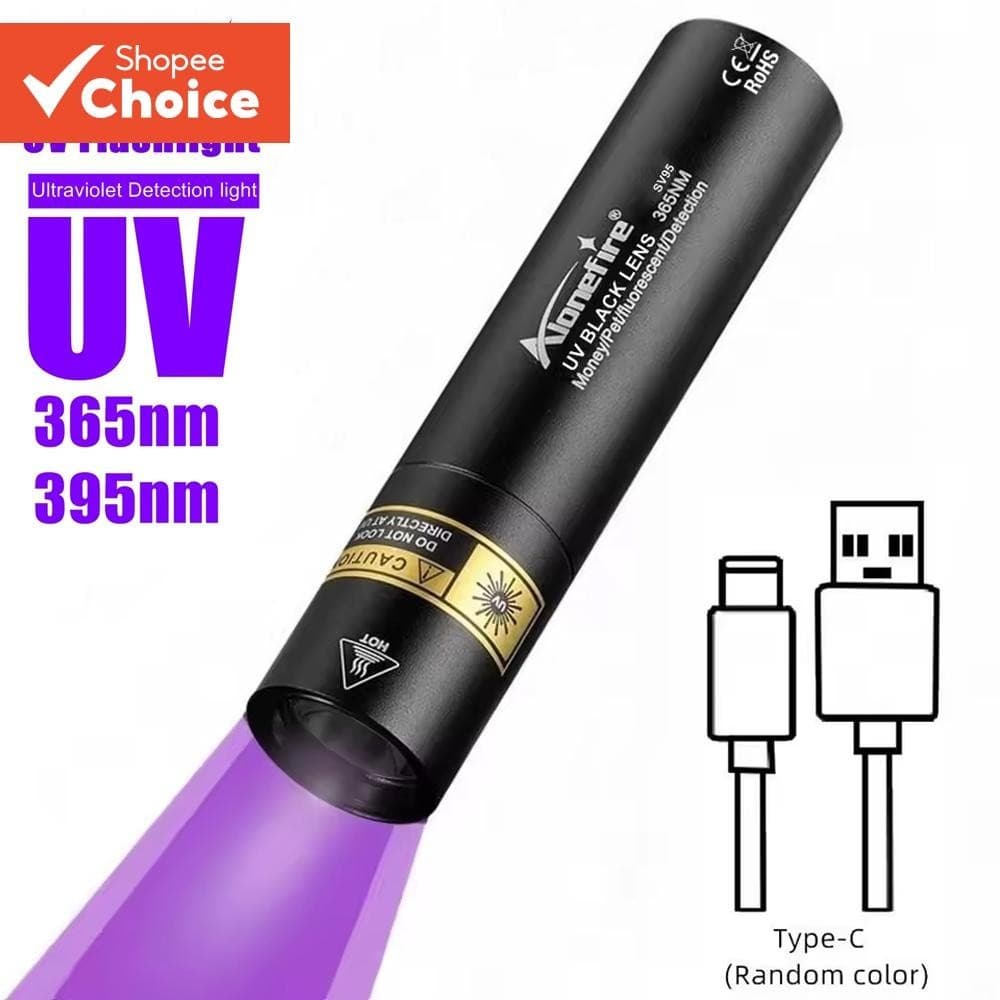 Alonefire SV94 365/395nm Lanterna UV De Alto Brilho USB Recarregável Tocha Pet Urina Cat Tinea Marcador Dinheiro Minério