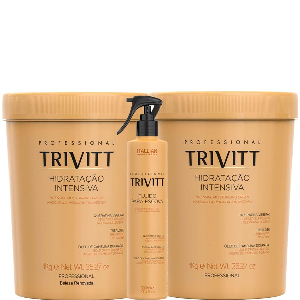 Kit 2 Máscaras Hidratação Intensiva 1Kg + 1 Fluido Escova