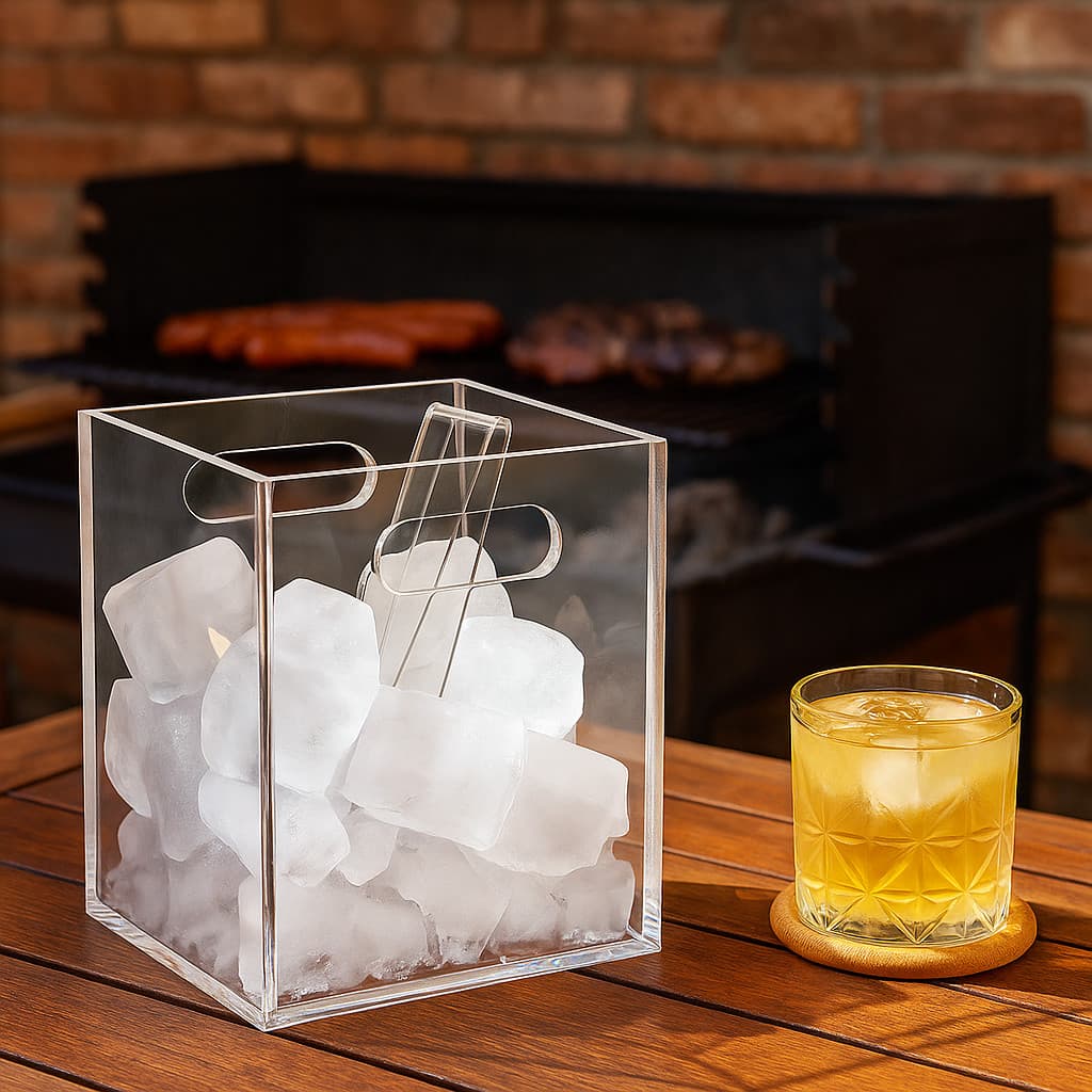 Balde de Gelo em Acrílico com Alça e Pegador – Bebidas, Festa, Bar e Churrasco