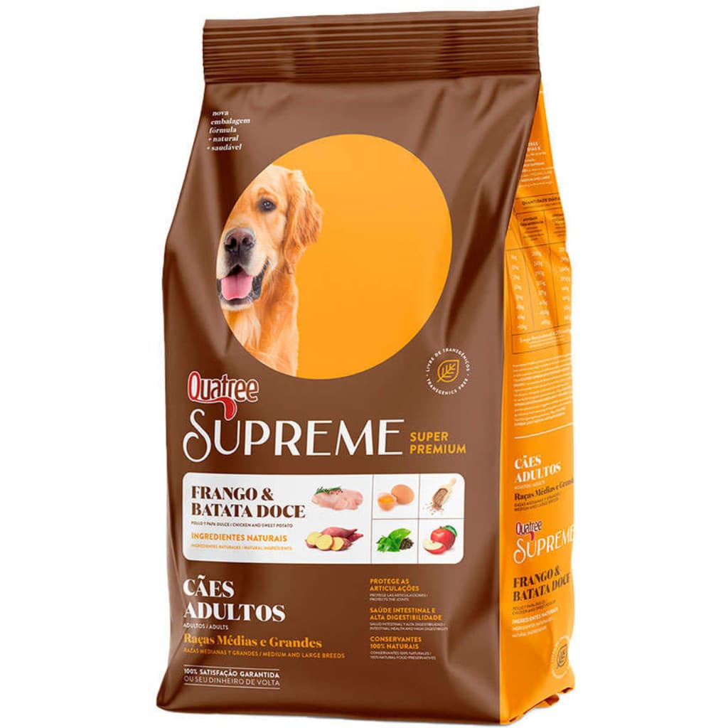 Ração Quatree Supreme 20 kg Cães Adultos Raças Médias E Grandes Frango E Batata Doce