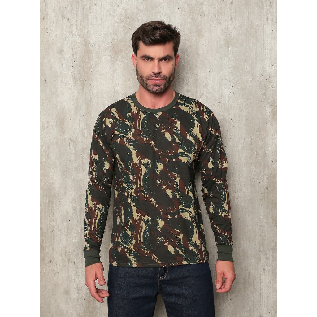 Camiseta Militar Camuflada do Exército Manga Longa