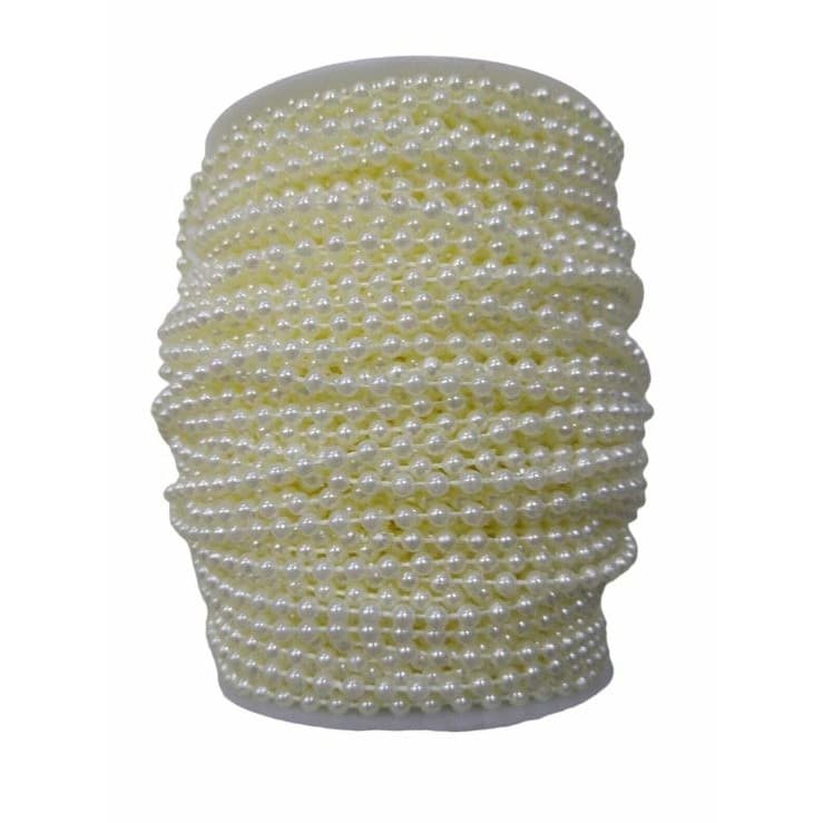 Rolo de Perola - Creme - 4mm - 65 Metros