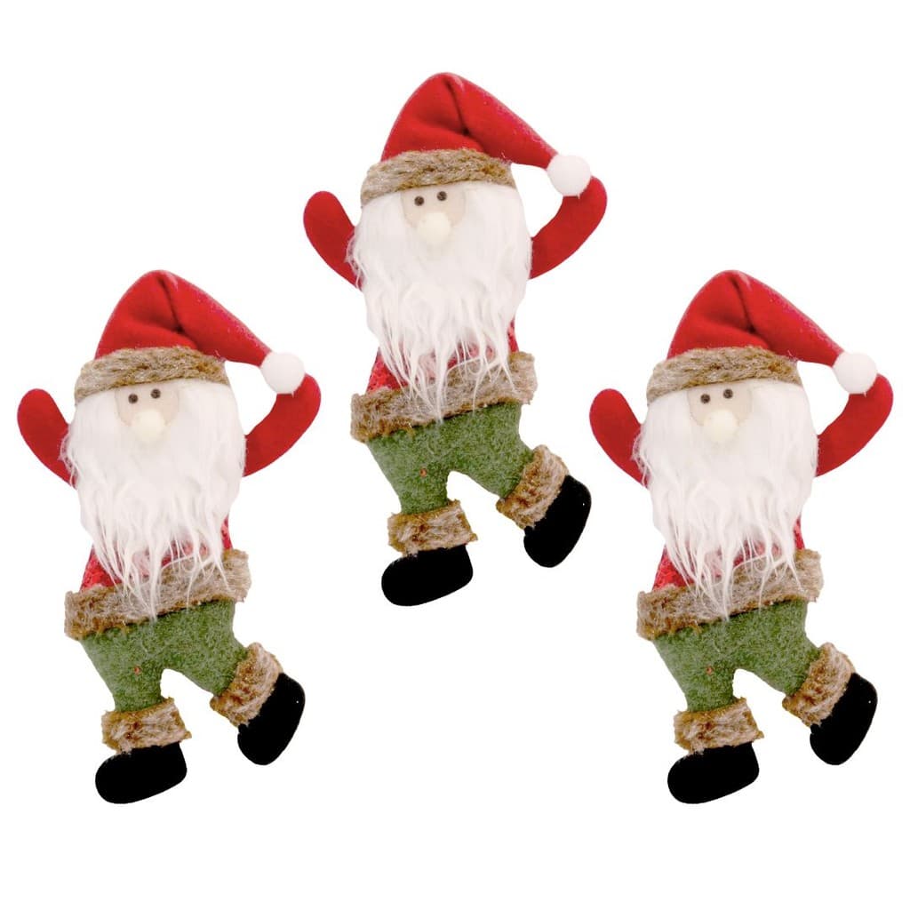 Kit 3 Bonecos Papai Noel Pelúcia Scotch Pendente Vermelho e Verde 22cm - Magizi
