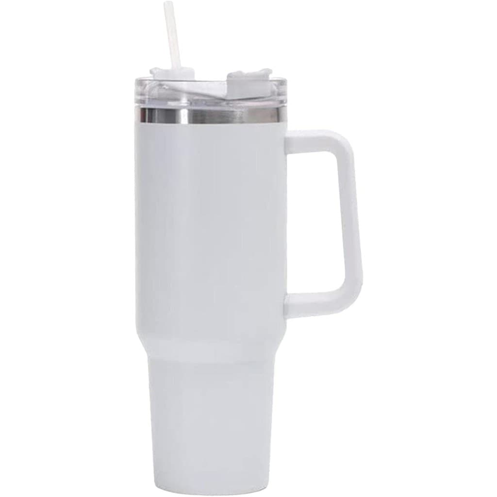 Copo Térmico com Tampa 1200 Ml Caneca Térmica Com Canudo e Tampa Grande Inox Parede Dupla (Branco) - YODHE