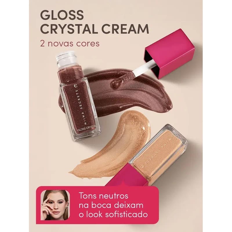 (Novas Cores) Gloss Marrom Crystal Cream Niina Secrets 7ml