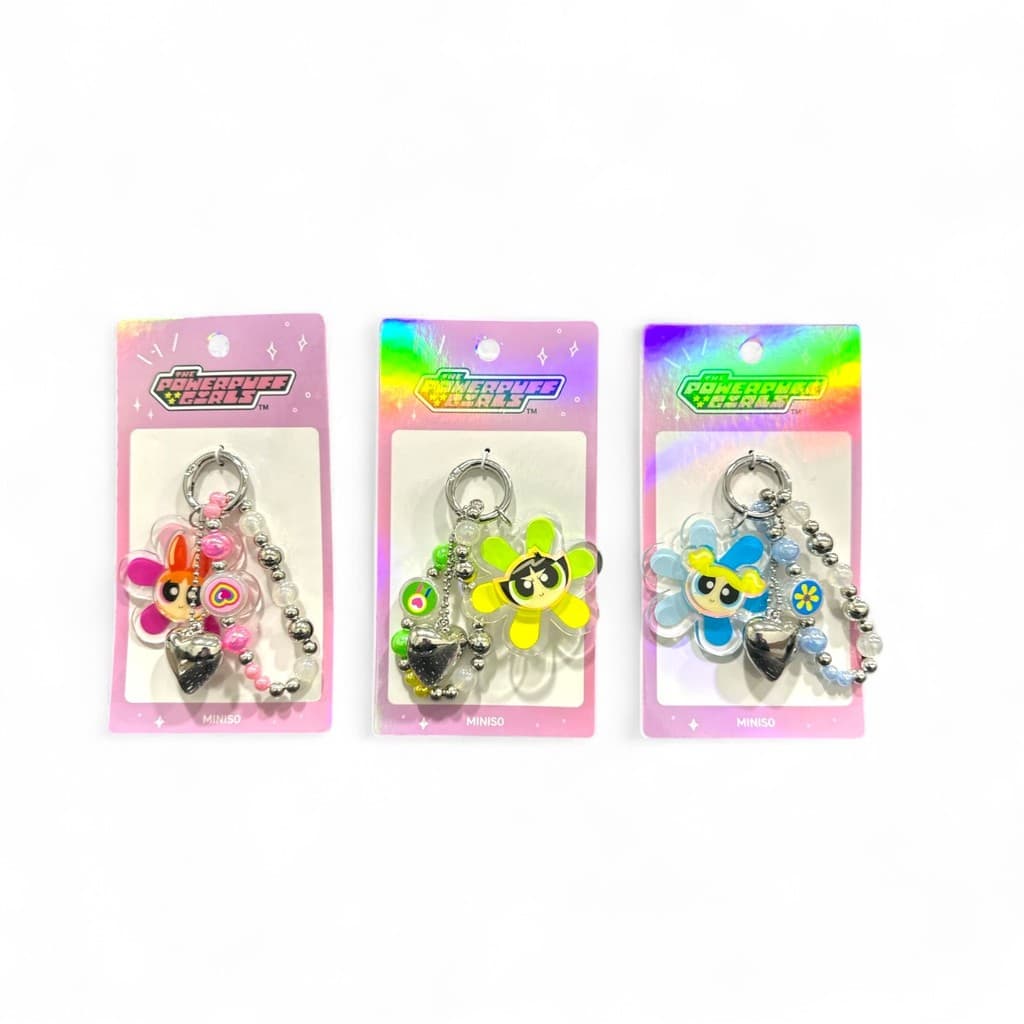 Chaveiro Meninas Superpoderosas Miçangas Flores Miniso 3 variações disponíveis: Florzinha, Docinho e Lindinha