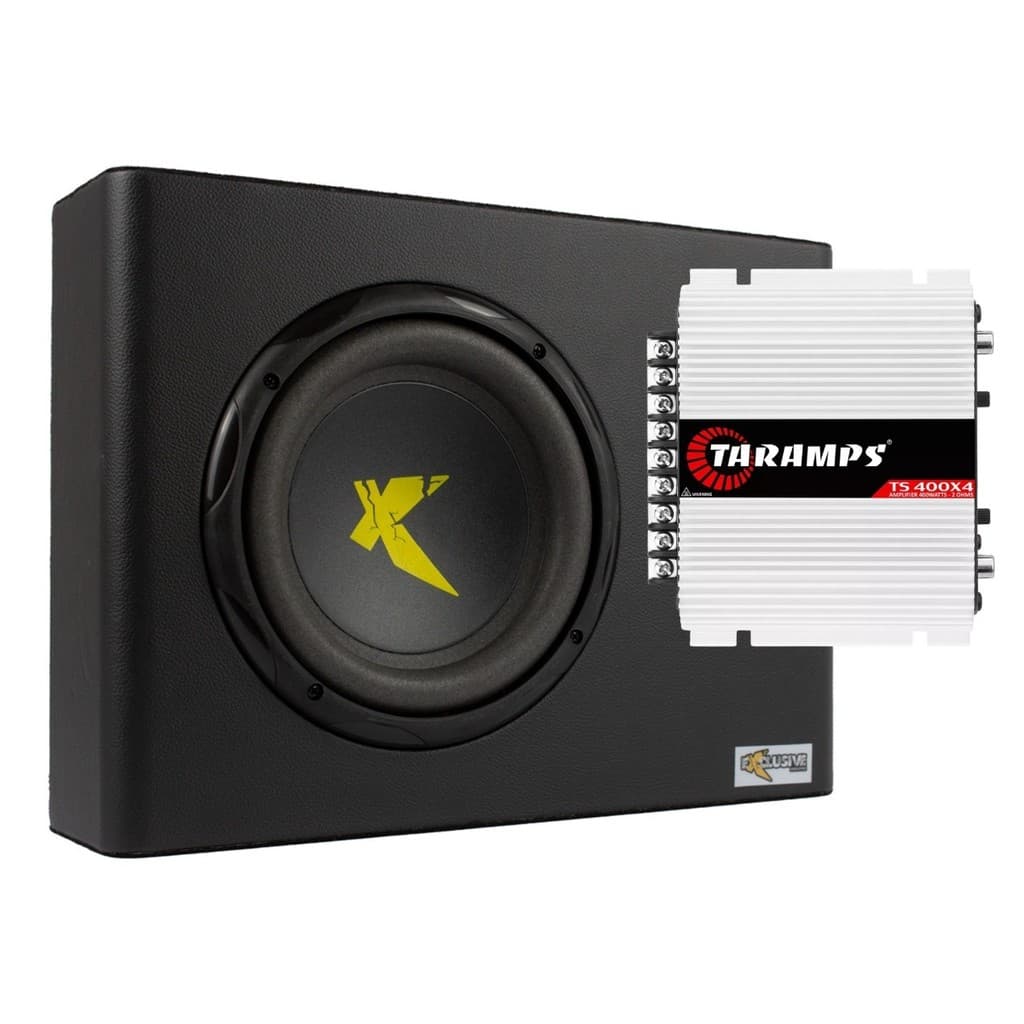 Caixa Slim Sub 8 300wrms Exclusive + Modulo Taramps Ts 400x4