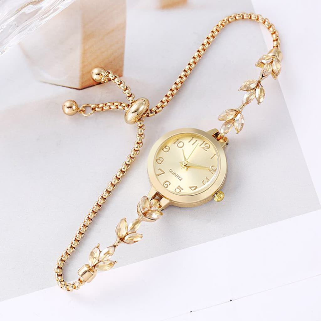 Relógios De Cristal Femininos Pulseira Forma Flor Design Bandas Corrente Relógio Para Namorada Presente Aniversário