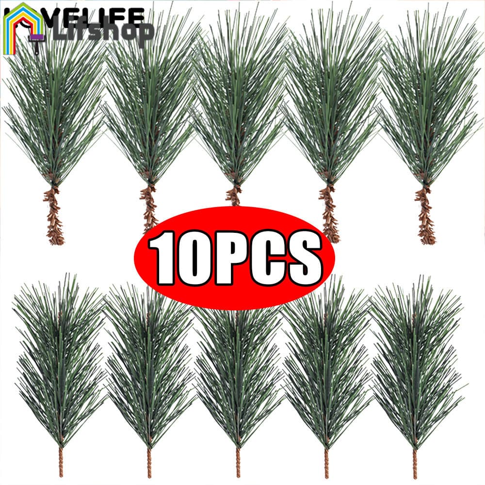 [Xmas] 10 Peças De Mini Folhas De Agulha De Pinheiro-Ramo De Simulação De Natal-Buquê De Plantas Verdes Artificiais-Enfe