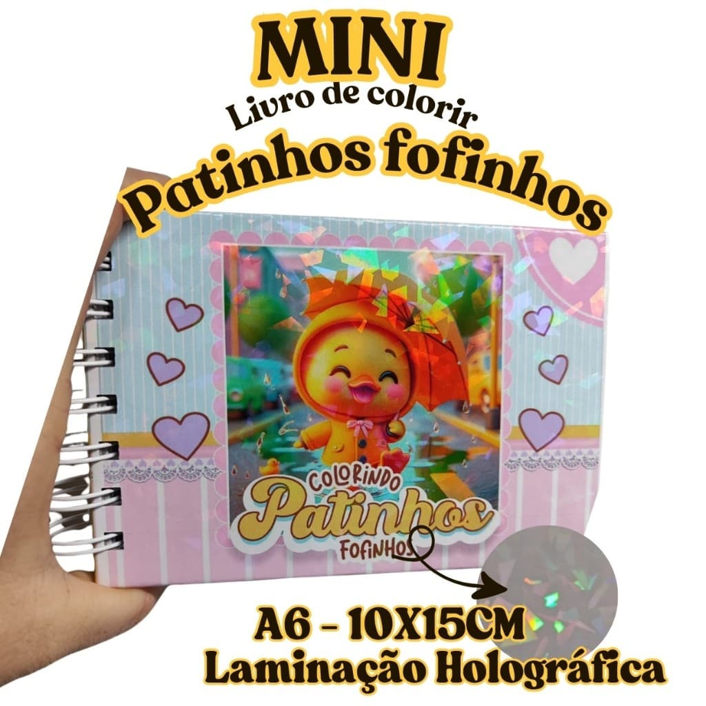 Livro de Colorir Mini Patinhos Fofinhos A6 com Capa Dura