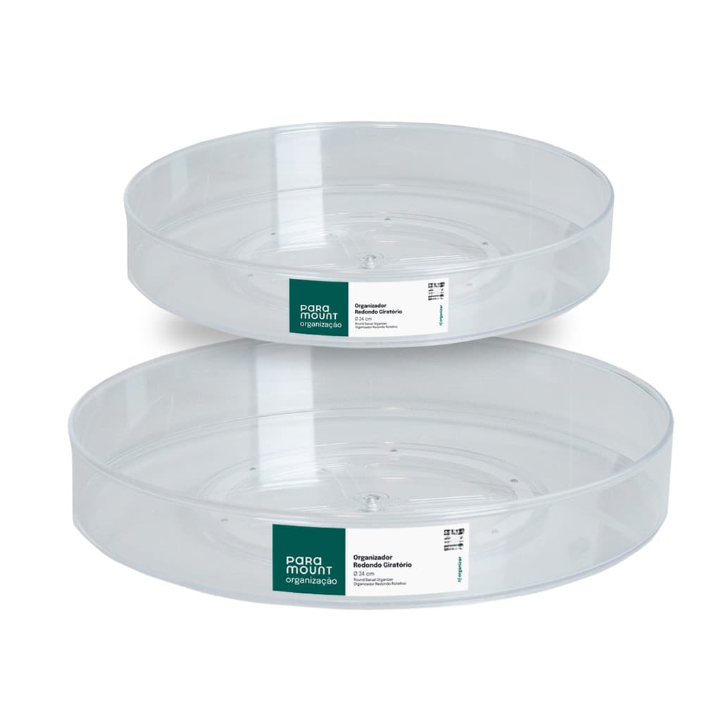 Kit Organizadores Giratório de Acrílico 24 e 34cm Porta Maquiagem Acessórios Banheiro Beleza
