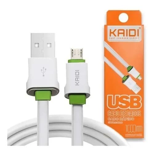 Cabo de carregador RÁPIDO 1M KAIDI V8 (MICRO USB) /IPHONE/TYPE-C Reforçado kaidi