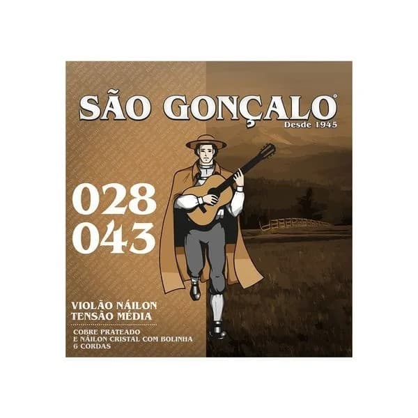ENCORDOAMENTO VIOLÃO NYLON CRISTAL SÃO GONÇALO JOGO DE CORDA COM BOLINHA TENSÃO MEDIA