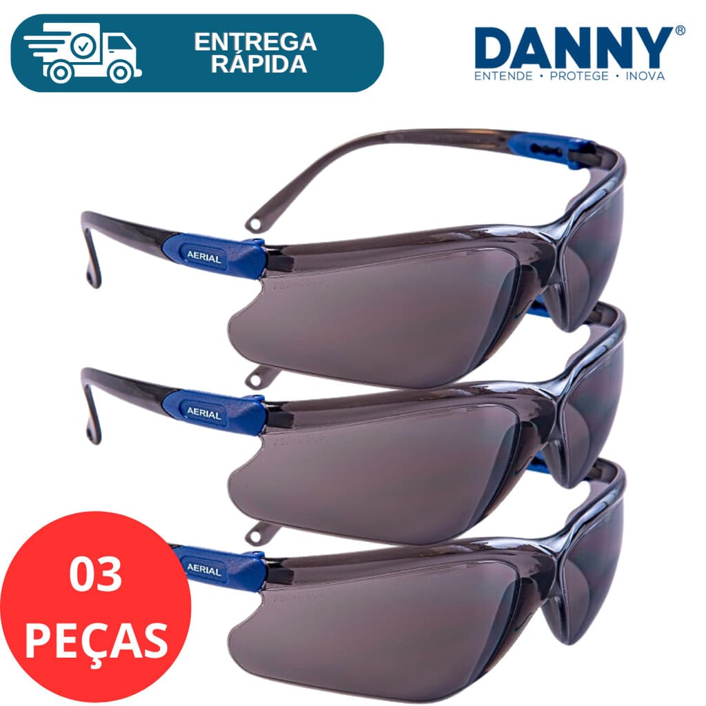 Kit 3 Oculos De Segurança Epi Proteção Aerial Engenheiro Obra CA Proteção Danny Vicsa Antiembaçante