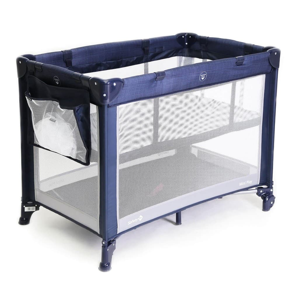 Berço Portátil Mini Play Safety 1st Com Mosquiteiro 2 Alturas 0-15kg Net Blue