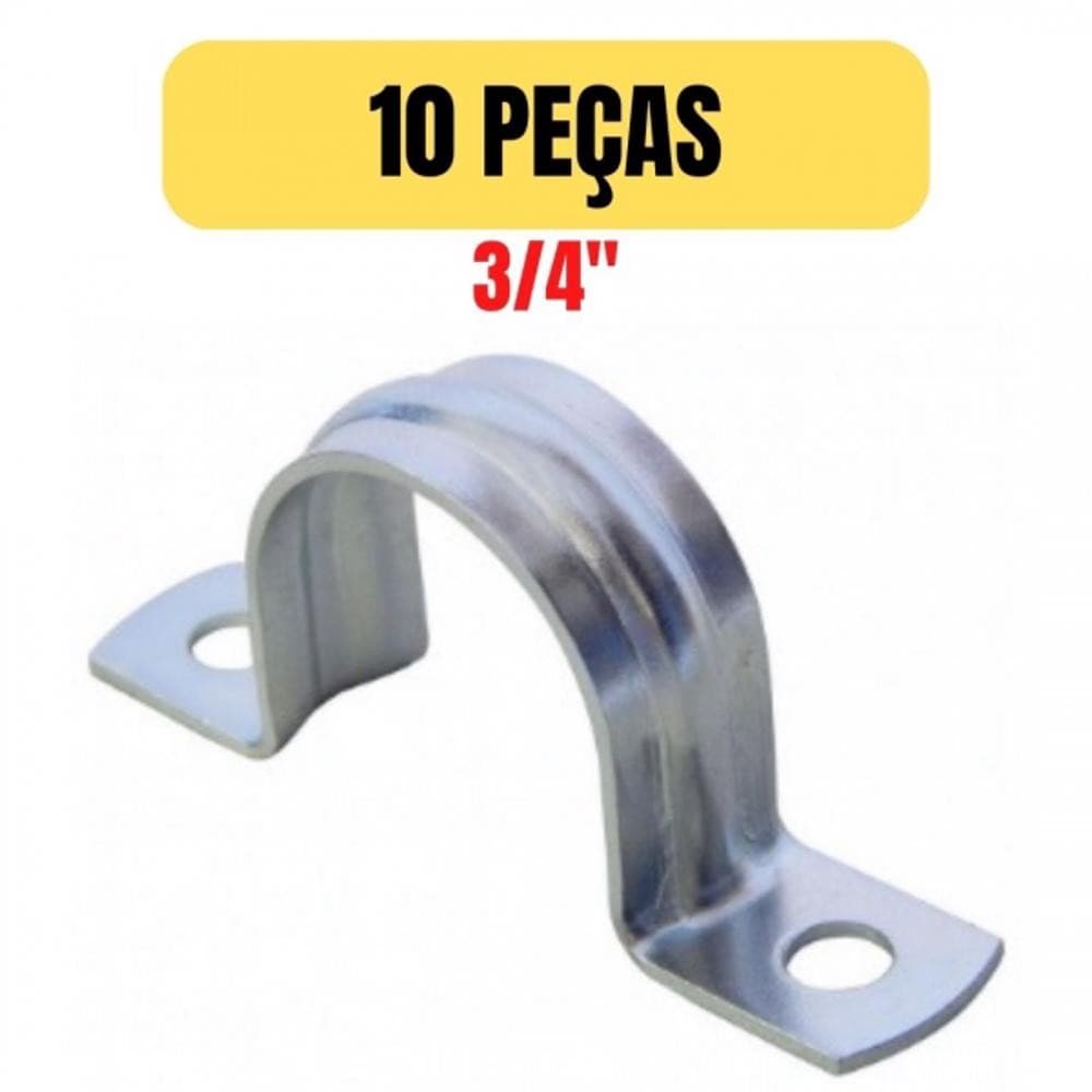 Kit 10 Abraçadeiras Tipo U Simples Leve 3/4" Fixação de Eletrodutos e Tubulações