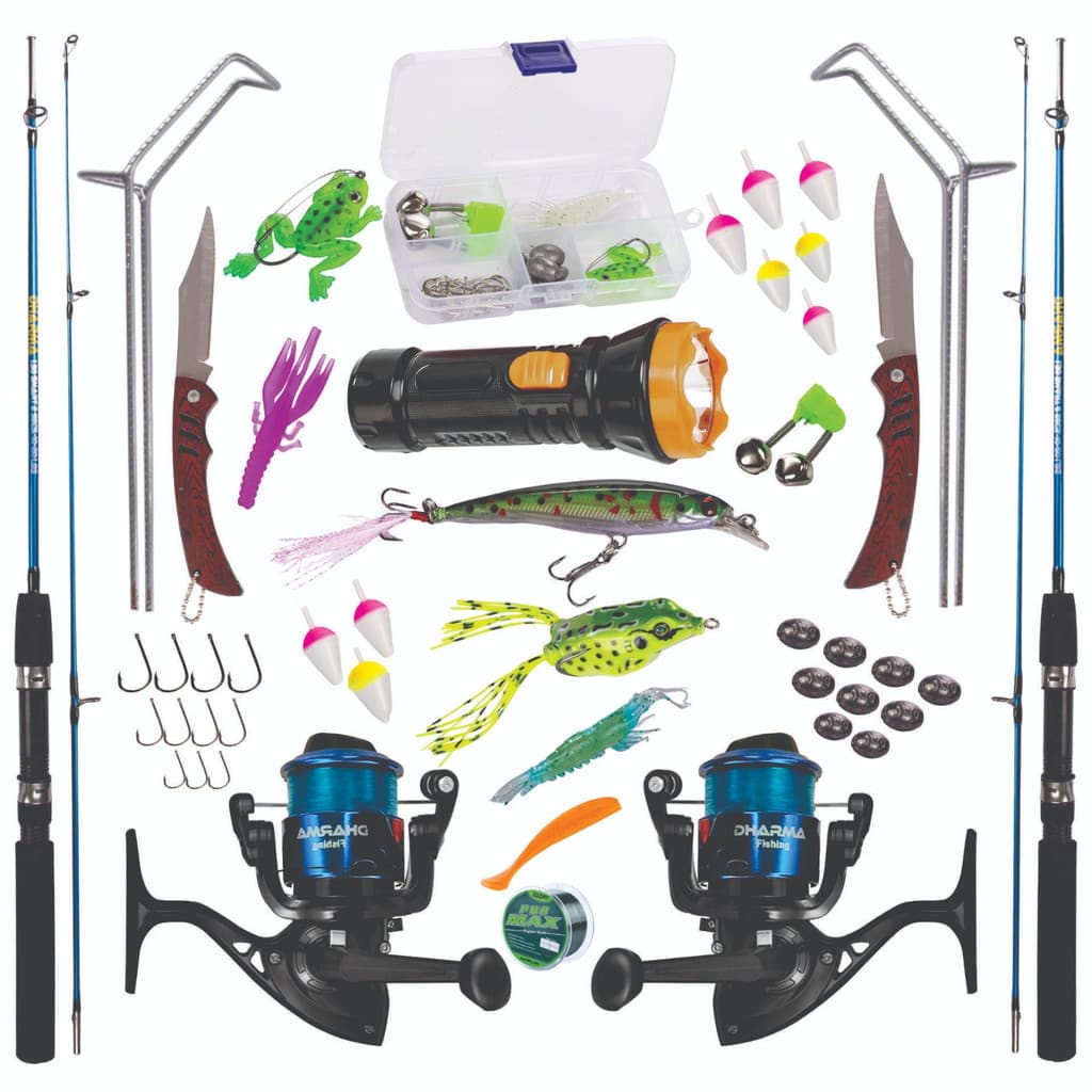 KIT DE PESCA 10KG COMPLETO  2 VARAS + 2 MOLINETES  + ITENS