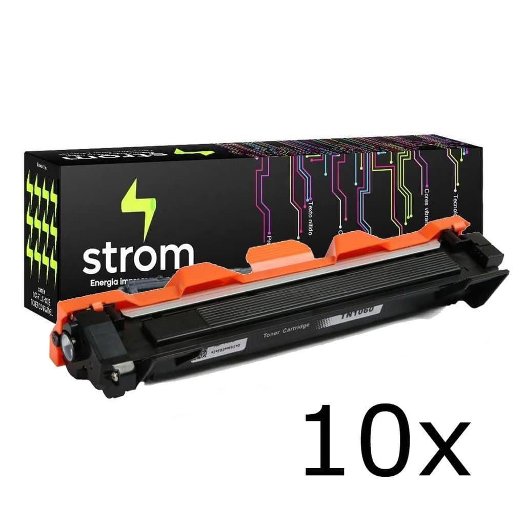 Kit 10 Toners para Impressora Brother Hl-1212w Dcp-1612 1510r Hl-1210w Dcp-1617nw Hl-1212 - TN1060