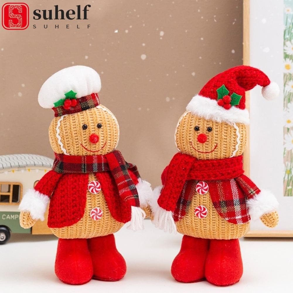 SUHELF Boneca De Malha De Natal , Adereços De Shopping , Decoração De Cena , Boneco De Gengibre , Decorações