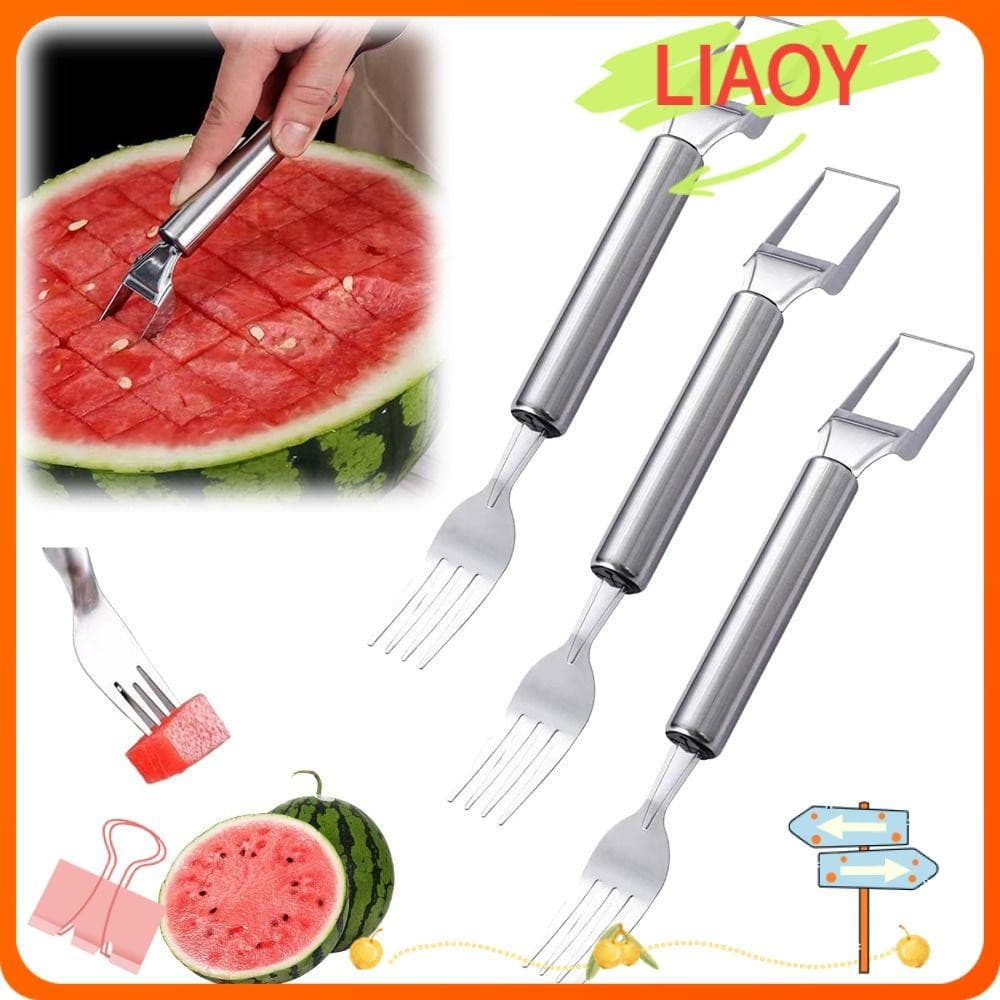 Cortador De Melancia LIAOYING , Frutas De Cabeça Dupla De Aço Inoxidável , Fatiador Profissional De Garfos